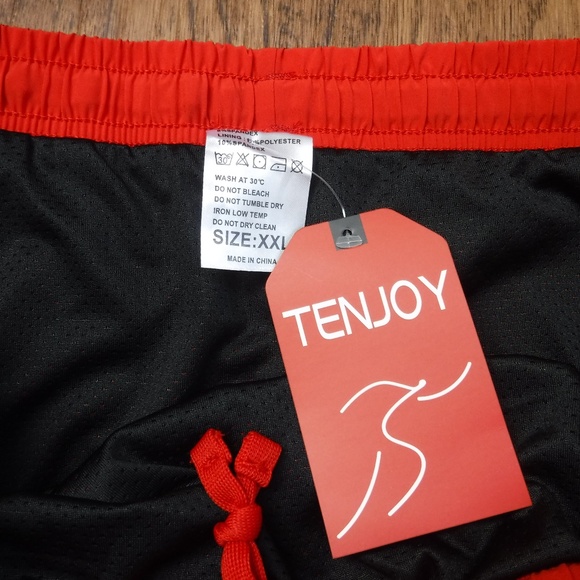 TenJoy Red Color Athletic 3 inch inseam Short - Picture 3 of 7